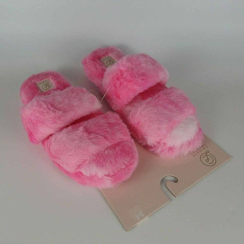 \New CHINESE LAUNDRY Slippers Faux Fur Pink M 7-8